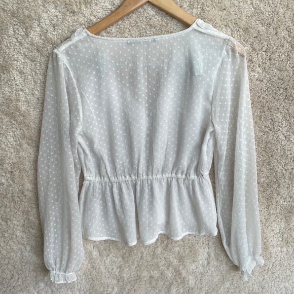 Abercrombie & Fitch Long Sleeve Blouse Womens Size S White Sheer - Picture 8 of 8